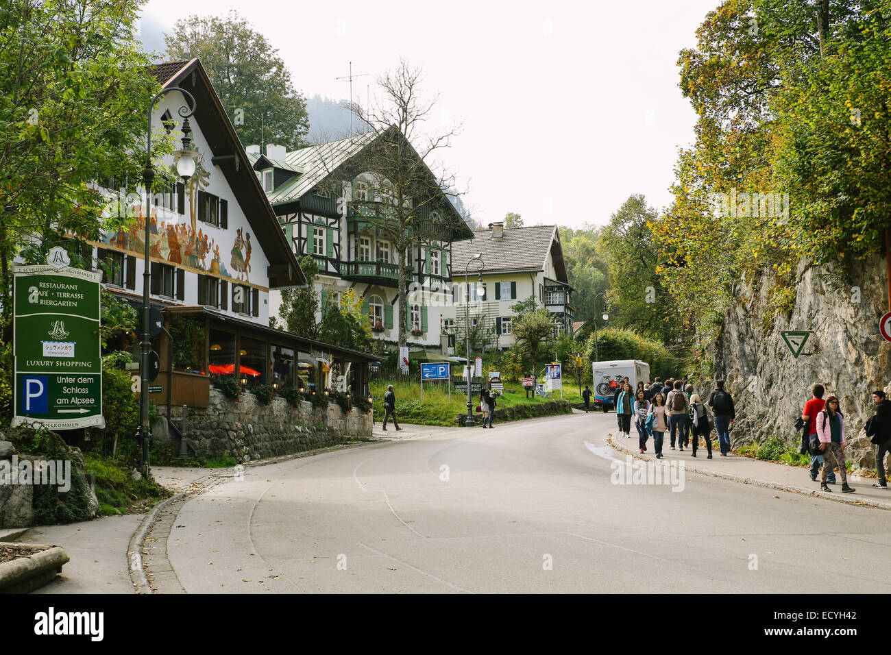 Base della montagna area turistica ristorante vicino al Castello di Neuschwanstein Germania Foto Stock