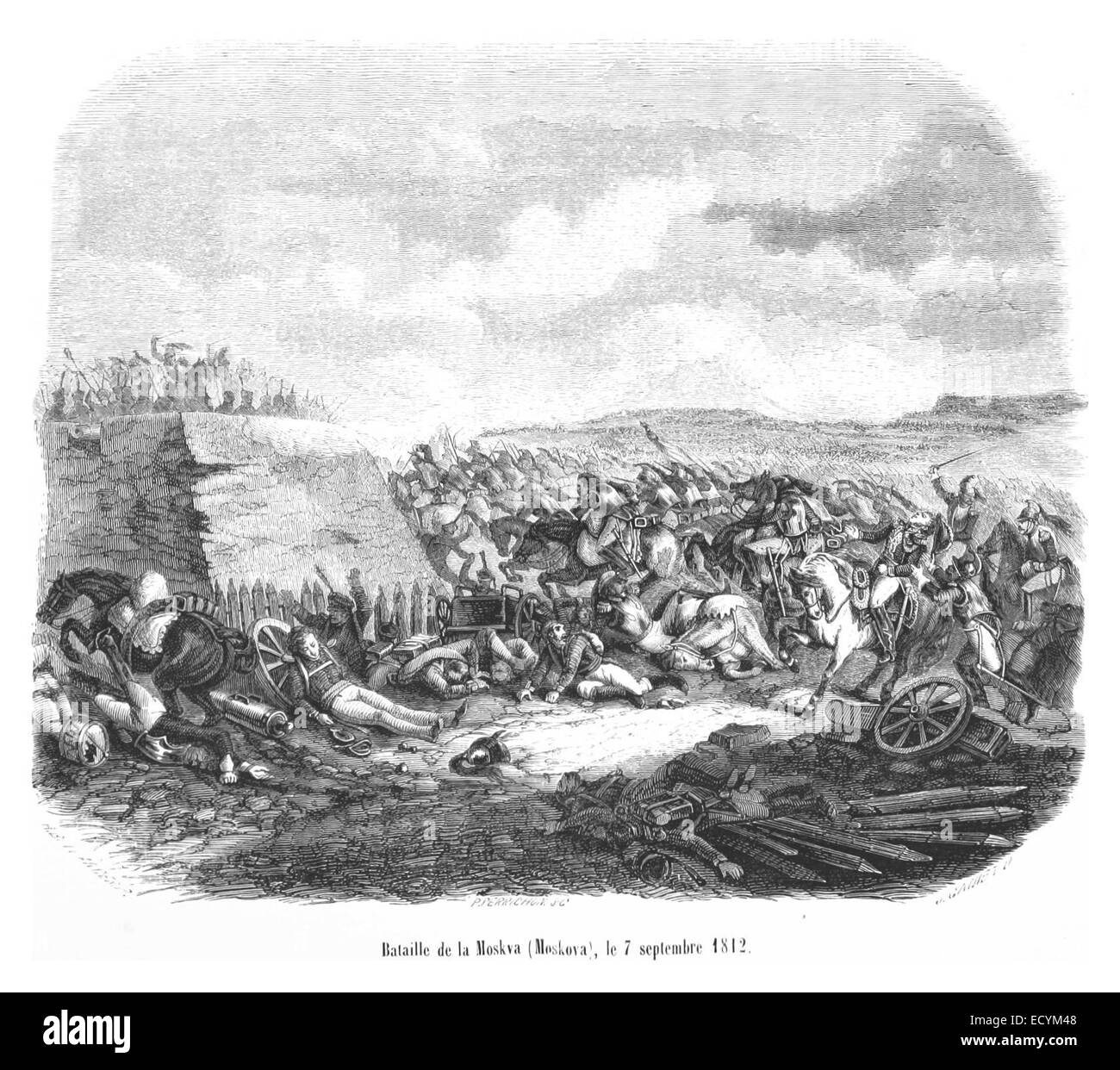 Questa rappresentazione della battaglia di Mosca del 7 settembre 1812 commemora uno dei momenti chiave delle guerre napoleoniche. La battaglia fu significativa nell'invasione francese della Russia, segnando un punto di svolta nella campagna. Foto Stock