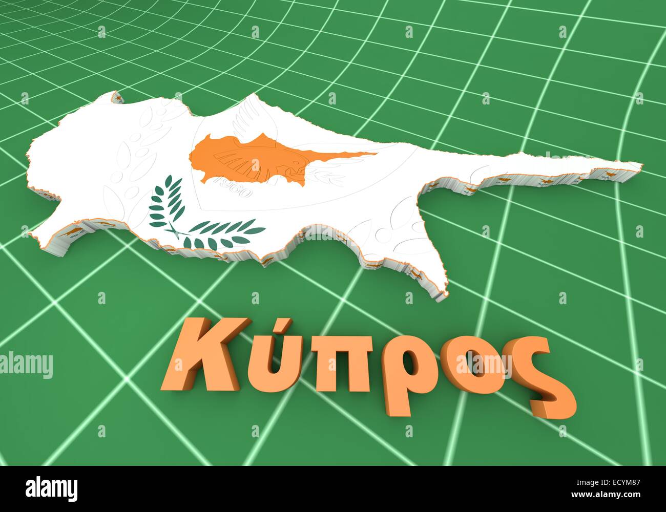 Mappa 3D illustrazione di cipro con stemma Foto stock Alamy