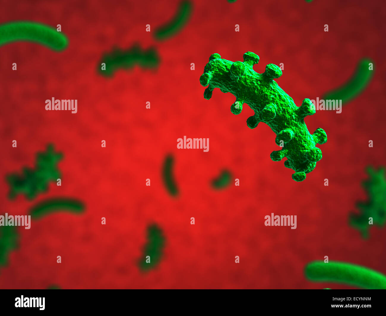 3D render di batteri virus cella 3d sfondo concept Foto Stock