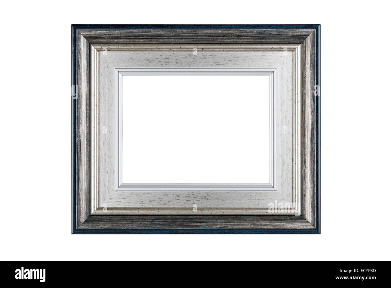 Silver picture frame isolati su sfondo bianco con tracciato di ritaglio Foto Stock
