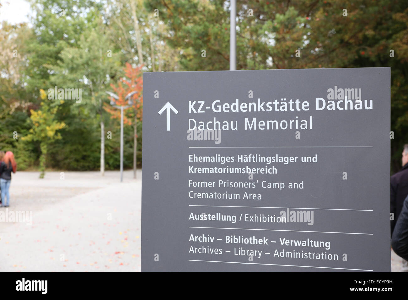 Campo di concentramento di Dachau segno Foto Stock