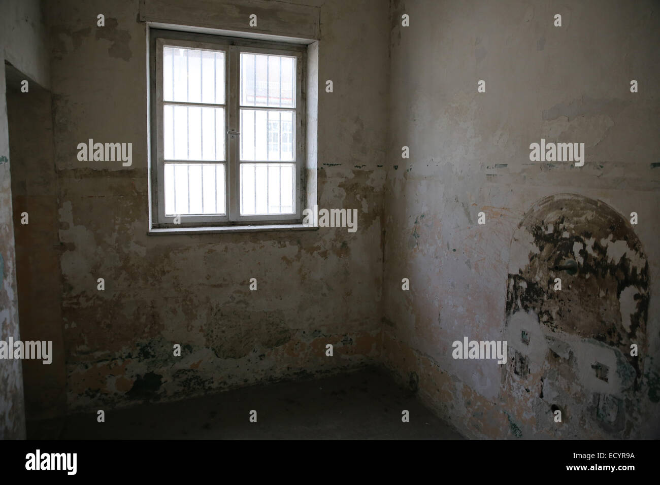 Johann Georg Elser cella di prigione campo di concentramento di Dachau bunker Foto Stock