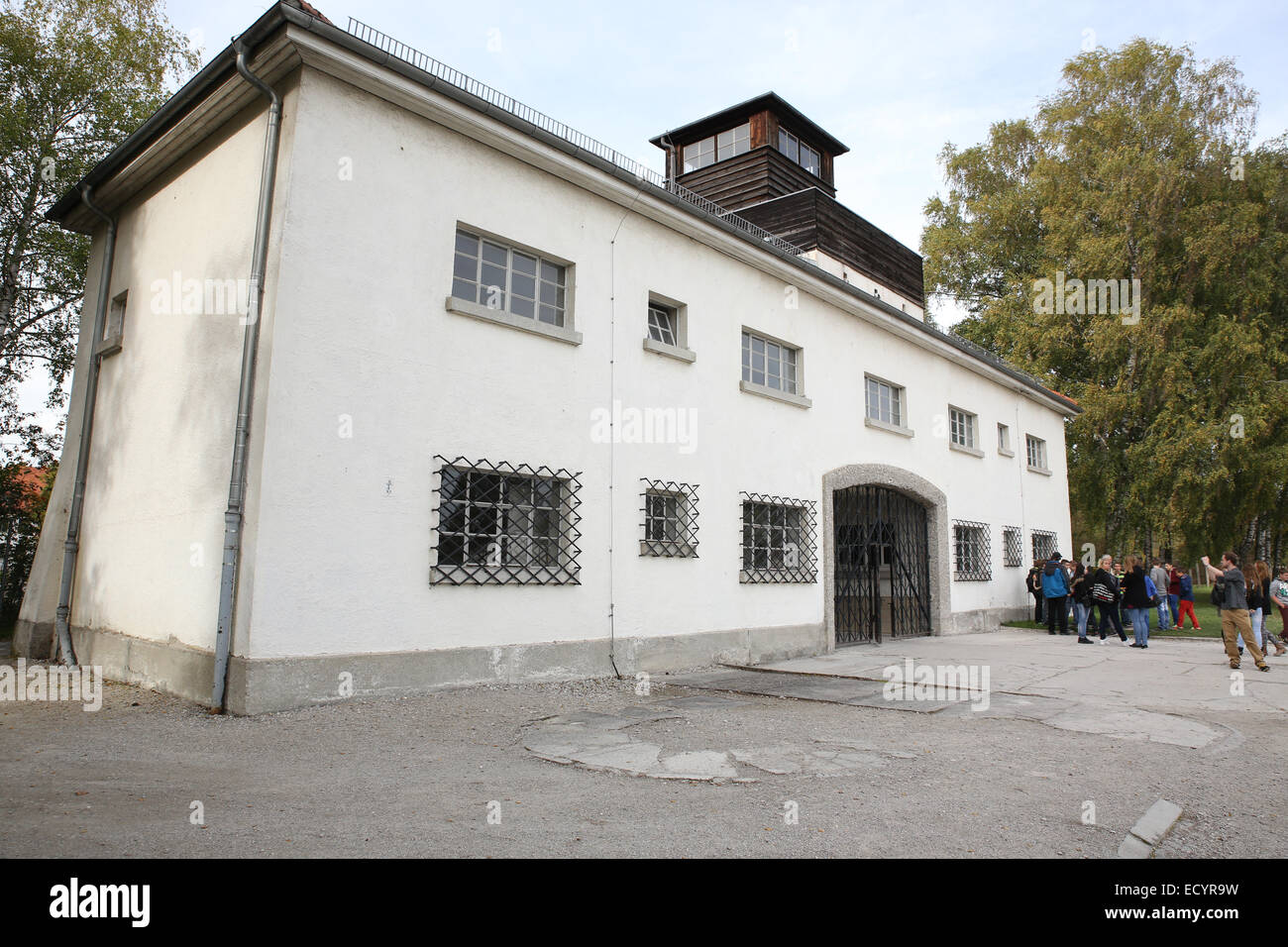 Campo di concentramento di Dachau cancello di ingresso Foto Stock