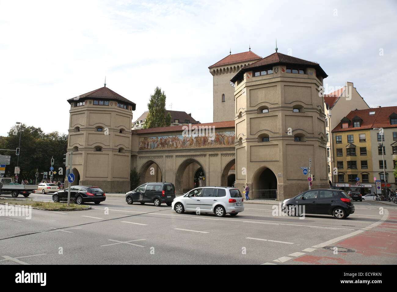 Isartor Monaco di Baviera vecchia porta della città Foto Stock