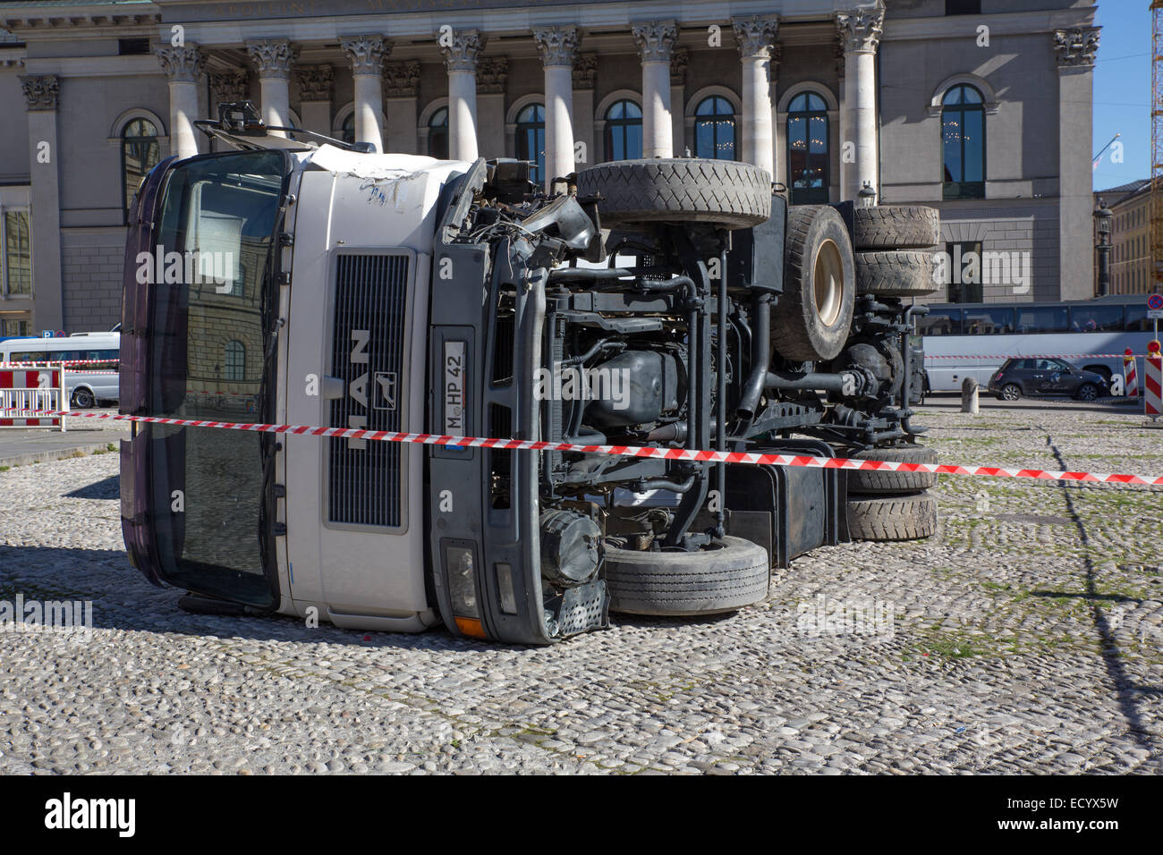 Capovolgere il carrello incidente Foto Stock
