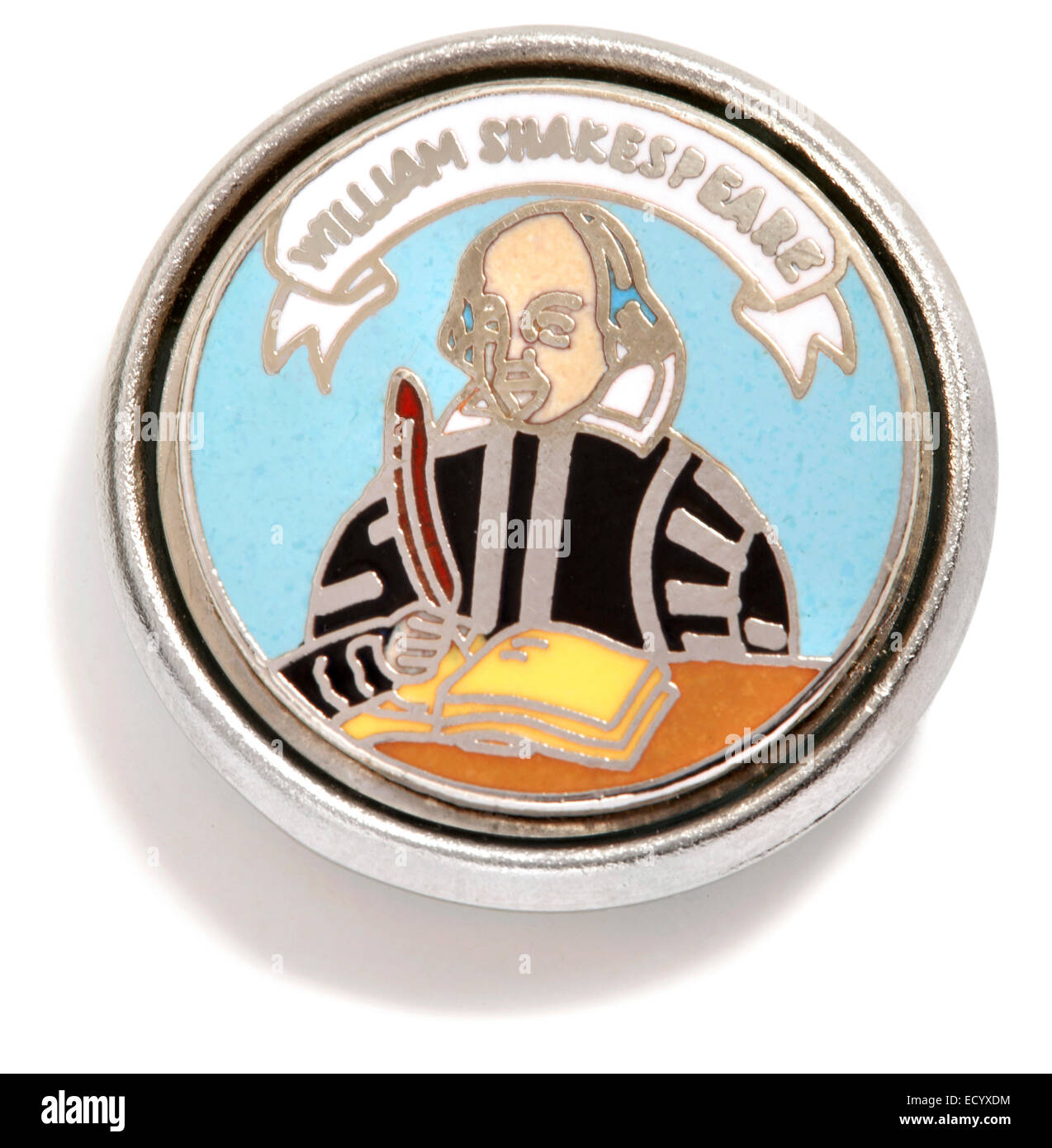 Shakespeare pin argento e nero Foto Stock