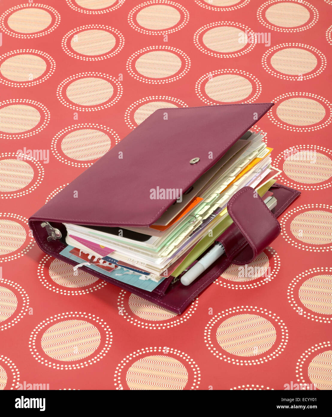 In pelle marrone rossiccio giorno planner Foto Stock