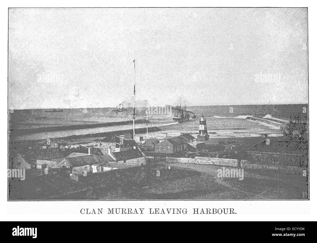 Questa illustrazione del 1893 a pagina 118 raffigura il Clan Murray, una nave mercantile britannica che lascia il porto, evidenziando l'attività marittima e il design della nave dell'epoca. Foto Stock