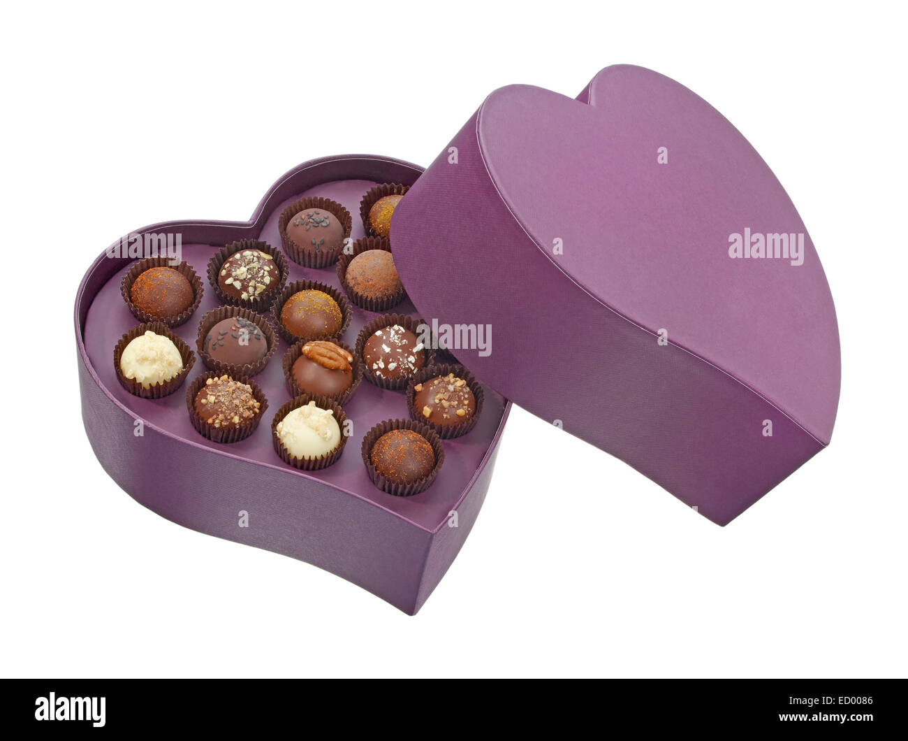 Vosges cioccolatini Scatola cuore fotografato su sfondo bianco Foto Stock