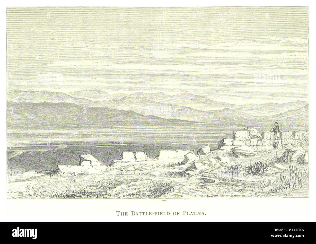 Questa illustrazione del 1882 di Farrer raffigura il campo di battaglia di Platca386A, catturando il significato storico di questo sito. Foto Stock