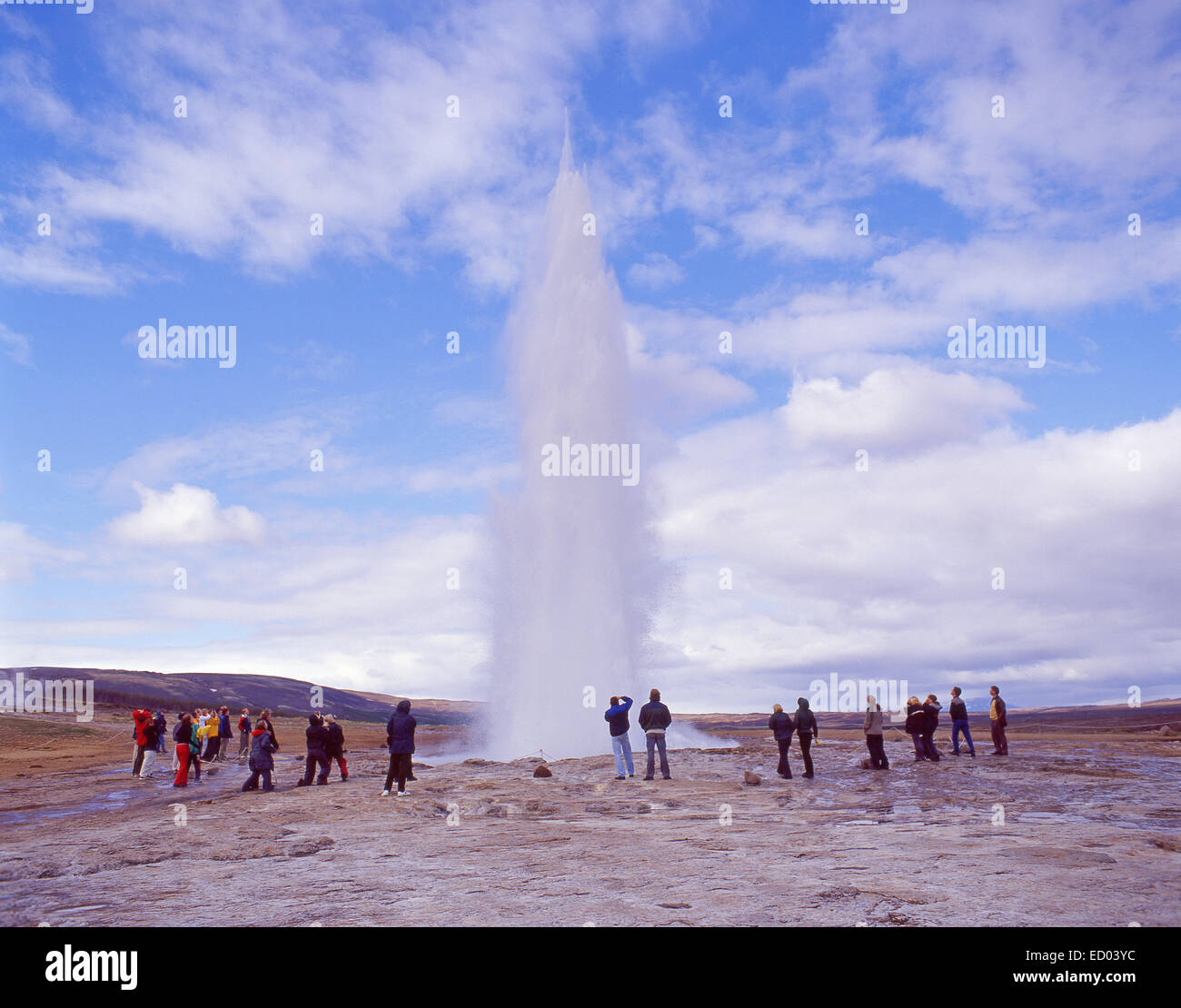 Il grande Geysir (Stori-Geysir), Strokkur, Regione meridionale Repubblica di Islanda Foto Stock