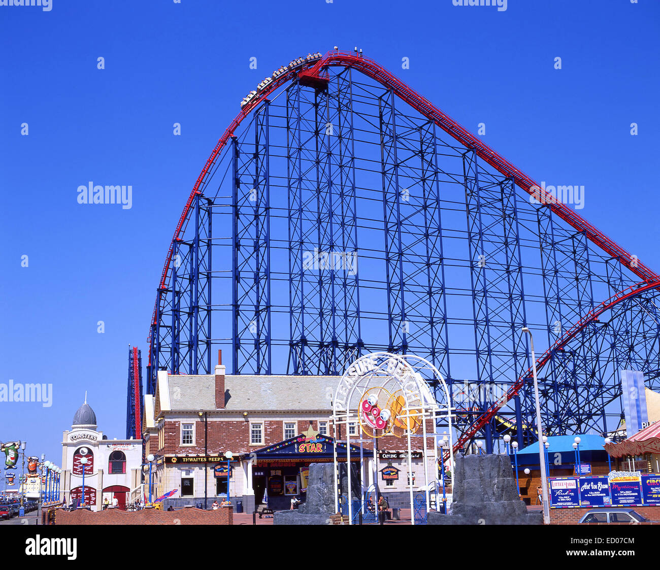 Blackpool Pleasure Beach Ocean Boulevard, Blackpool, Lancashire, Inghilterra, Regno Unito Foto Stock