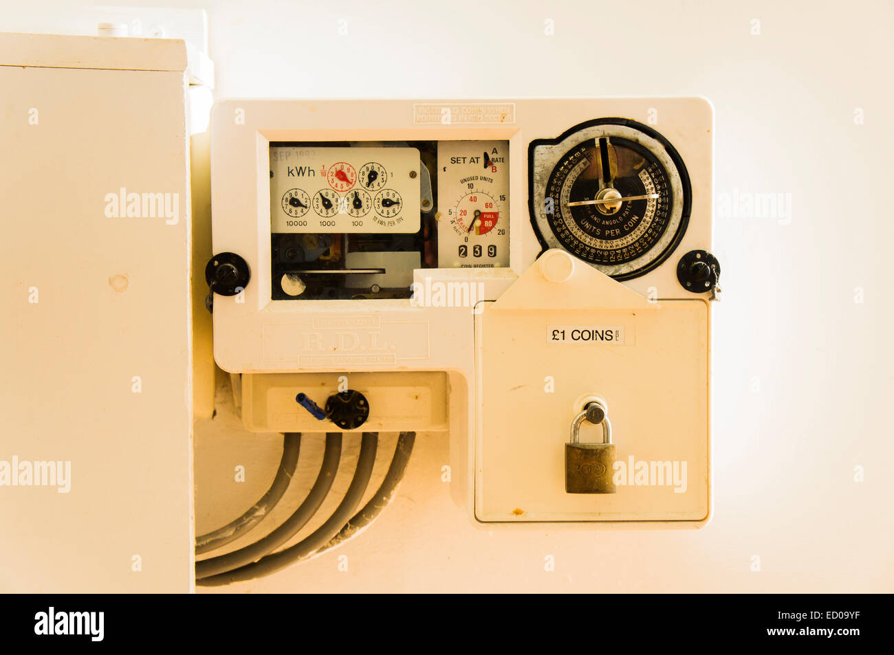 Home Modalità di pagamento anticipato electric gettoniera, energia, elettricità Foto Stock