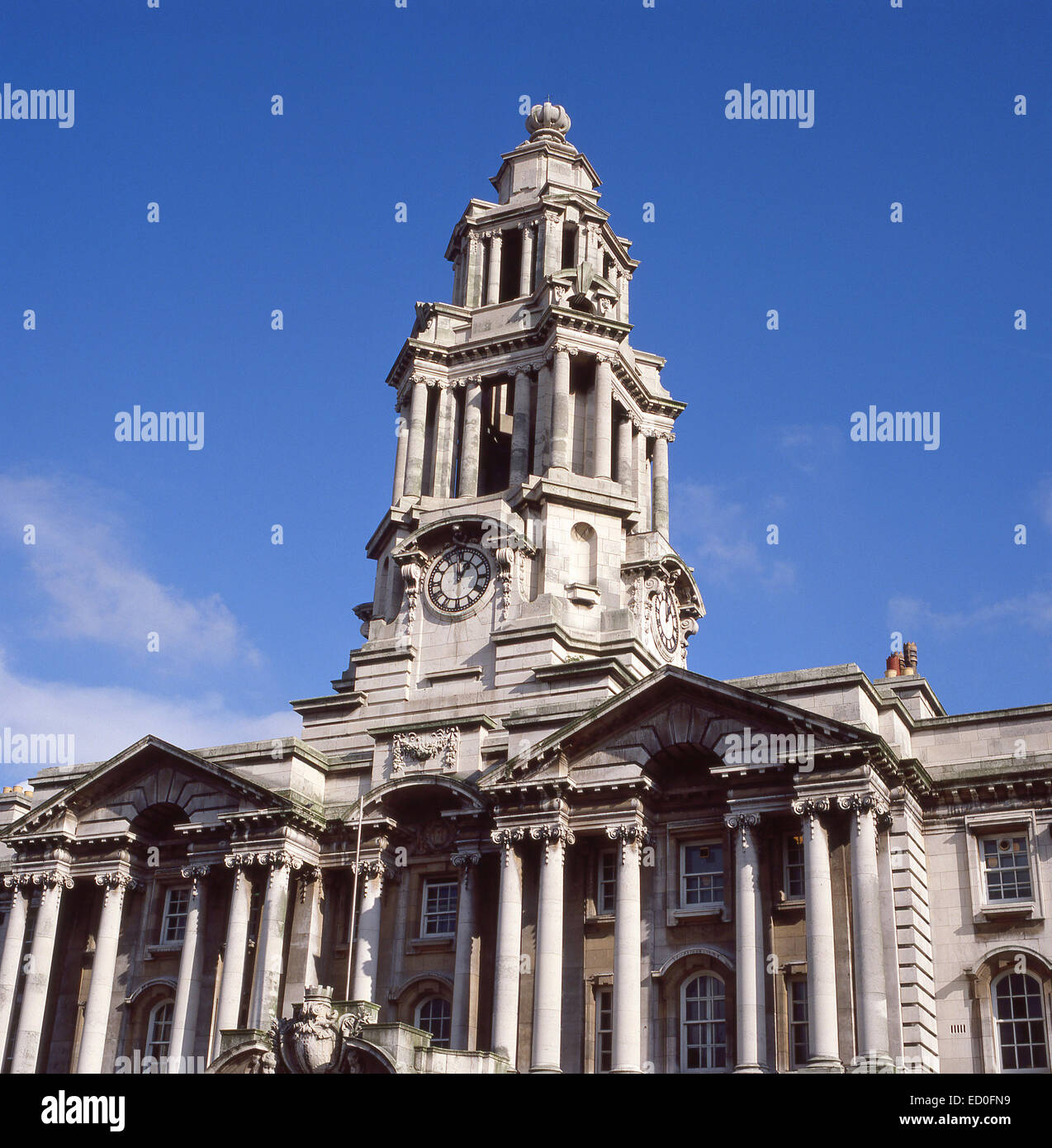 Stockport Town Hall, Stockport, Metropolitan Borough of Stockport, Greater Manchester, Inghilterra, Regno Unito Foto Stock