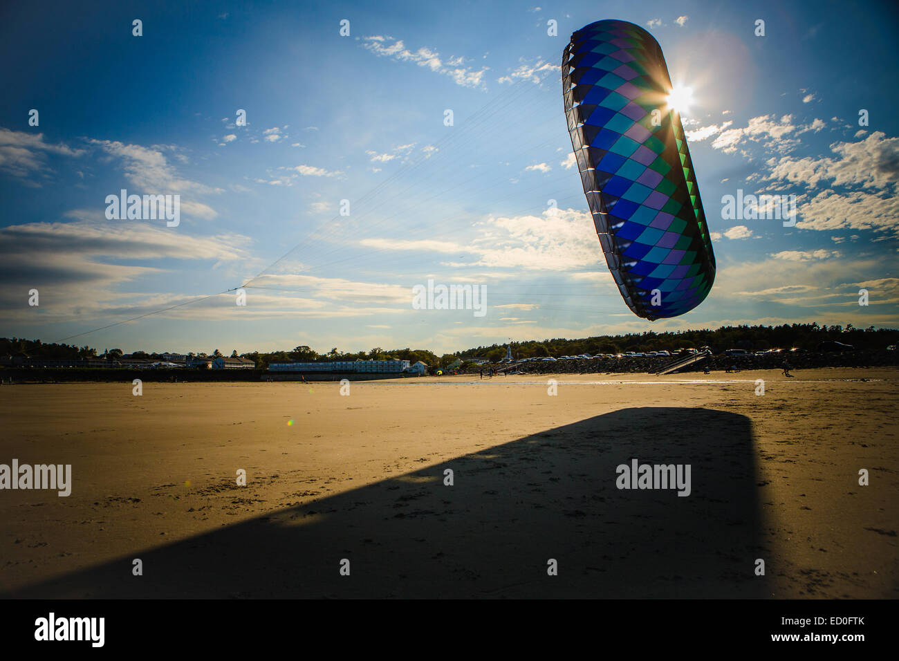 Stati Uniti d'America, New England, Maine, Ogunquit, grandi kite ombra di colata sulla spiaggia Foto Stock