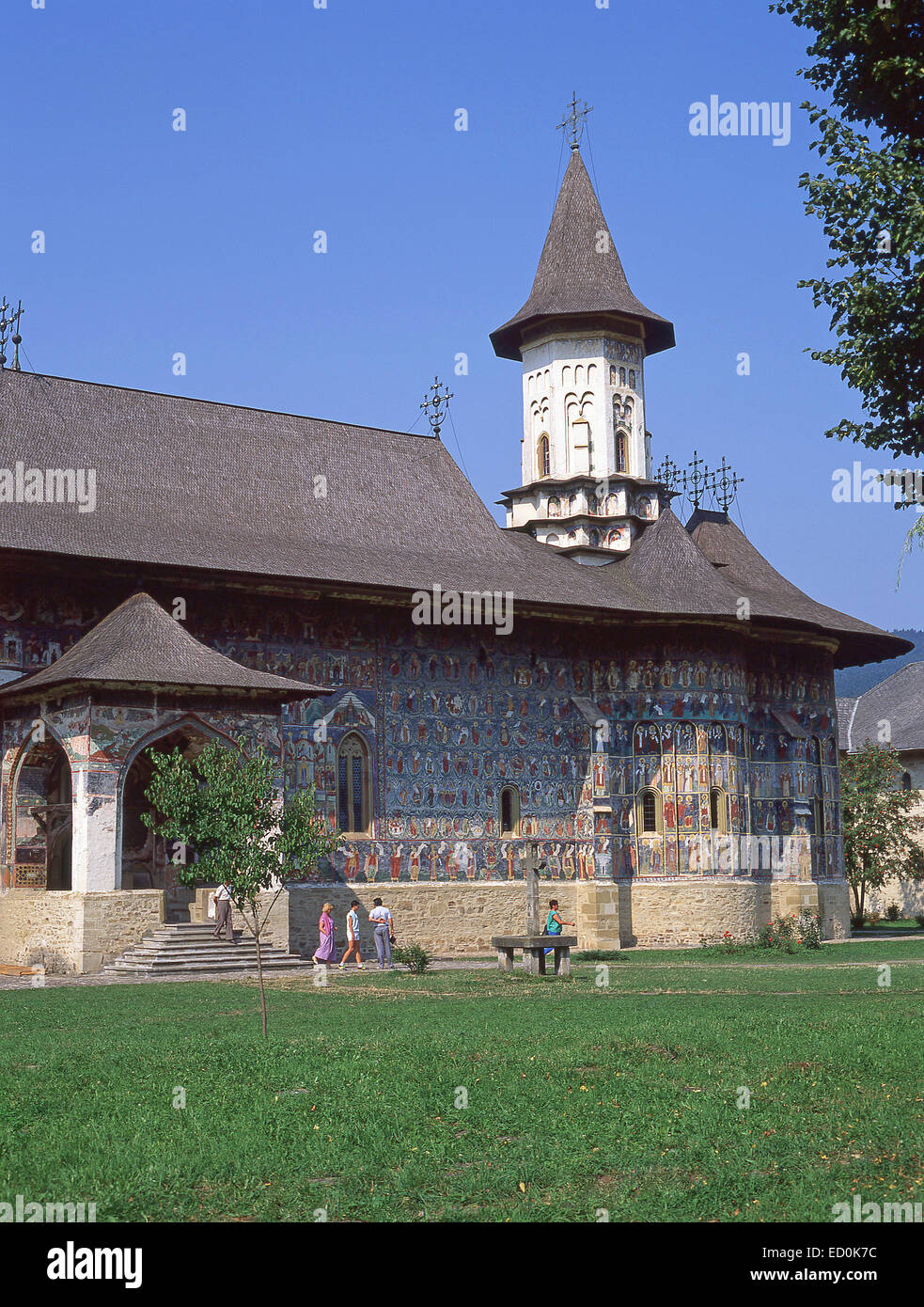 Il Monastero Sucevita (Chiese dipinte della Moldavia), Sucevita, Provincia di Suceava, Nord-Est Regione Moldova, Romania Foto Stock