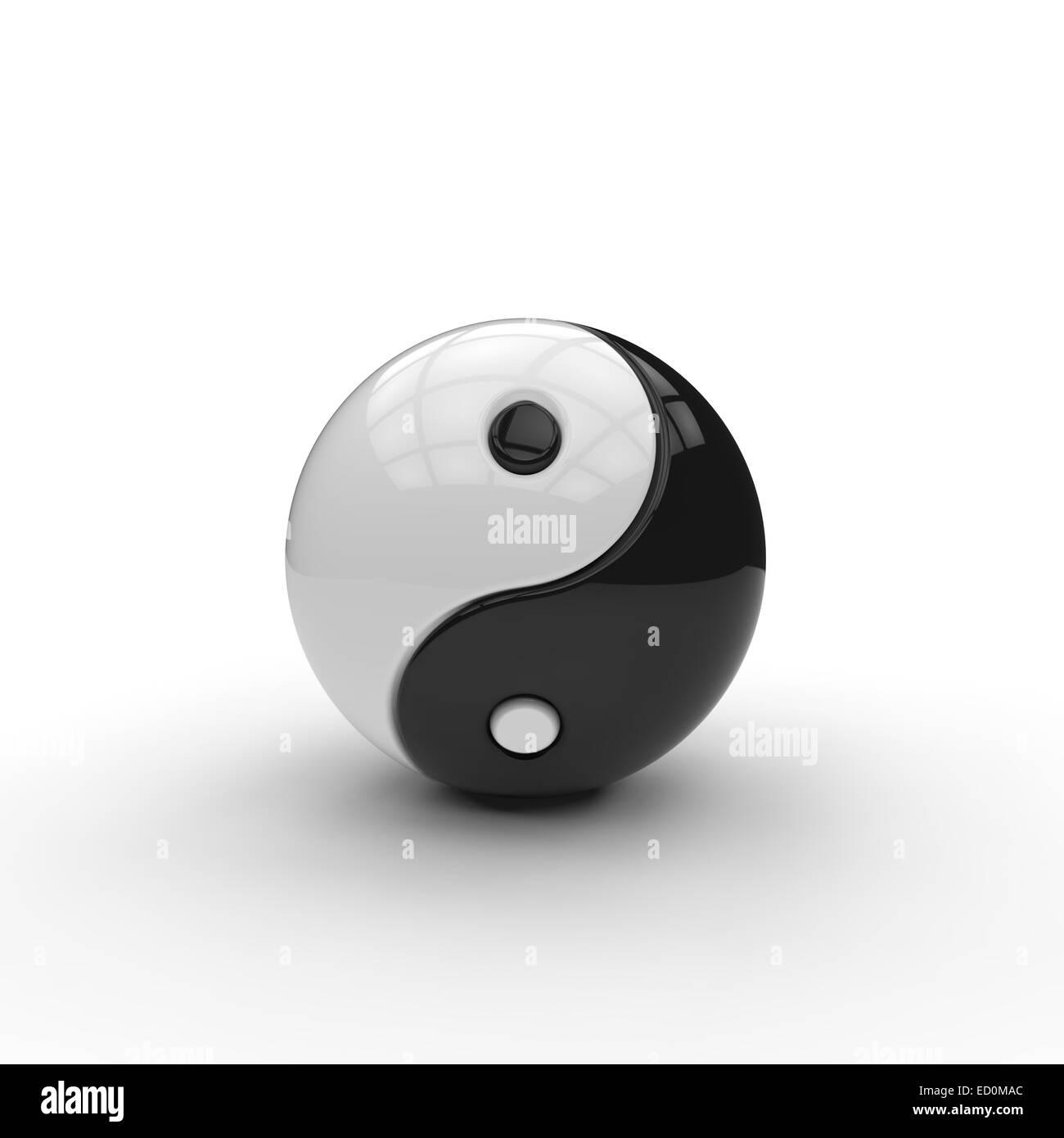Bianco e nero 3d yin yang simbolo su sfondo bianco Foto Stock