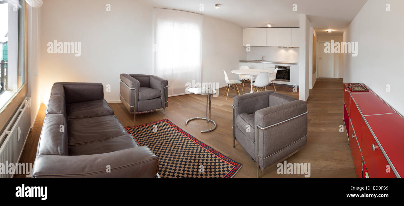 Architettura, appartamento confortevole, ampio soggiorno Foto Stock