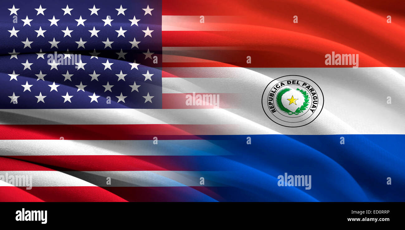 Stati Uniti d'America e il Paraguay. Le relazioni tra i due paesi. Immagine concettuale. Foto Stock