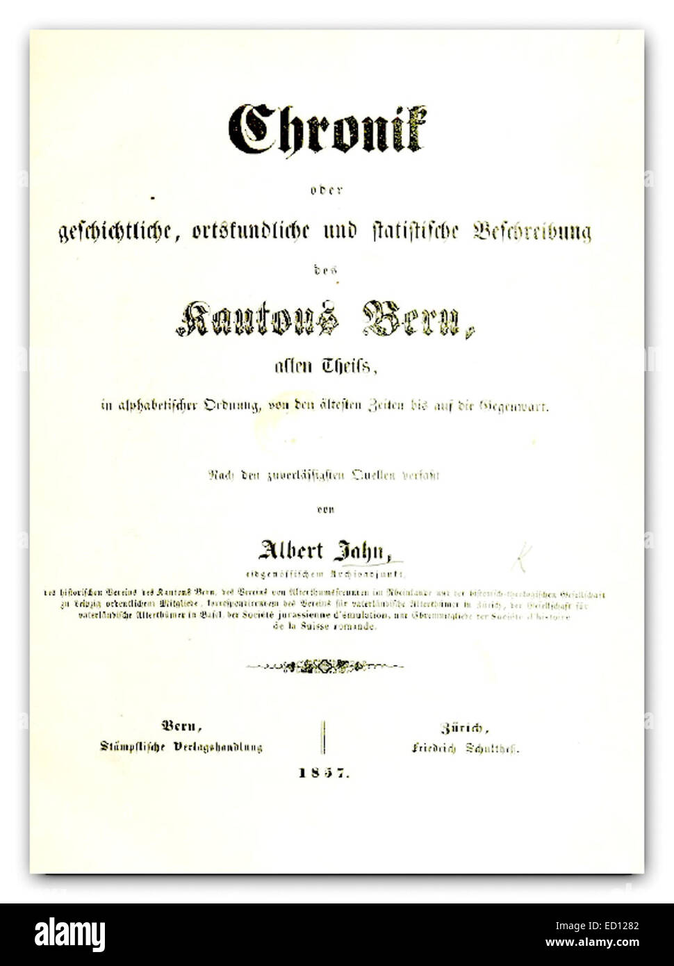 JAHN(1857) Chronik des Kantons Berns Foto Stock