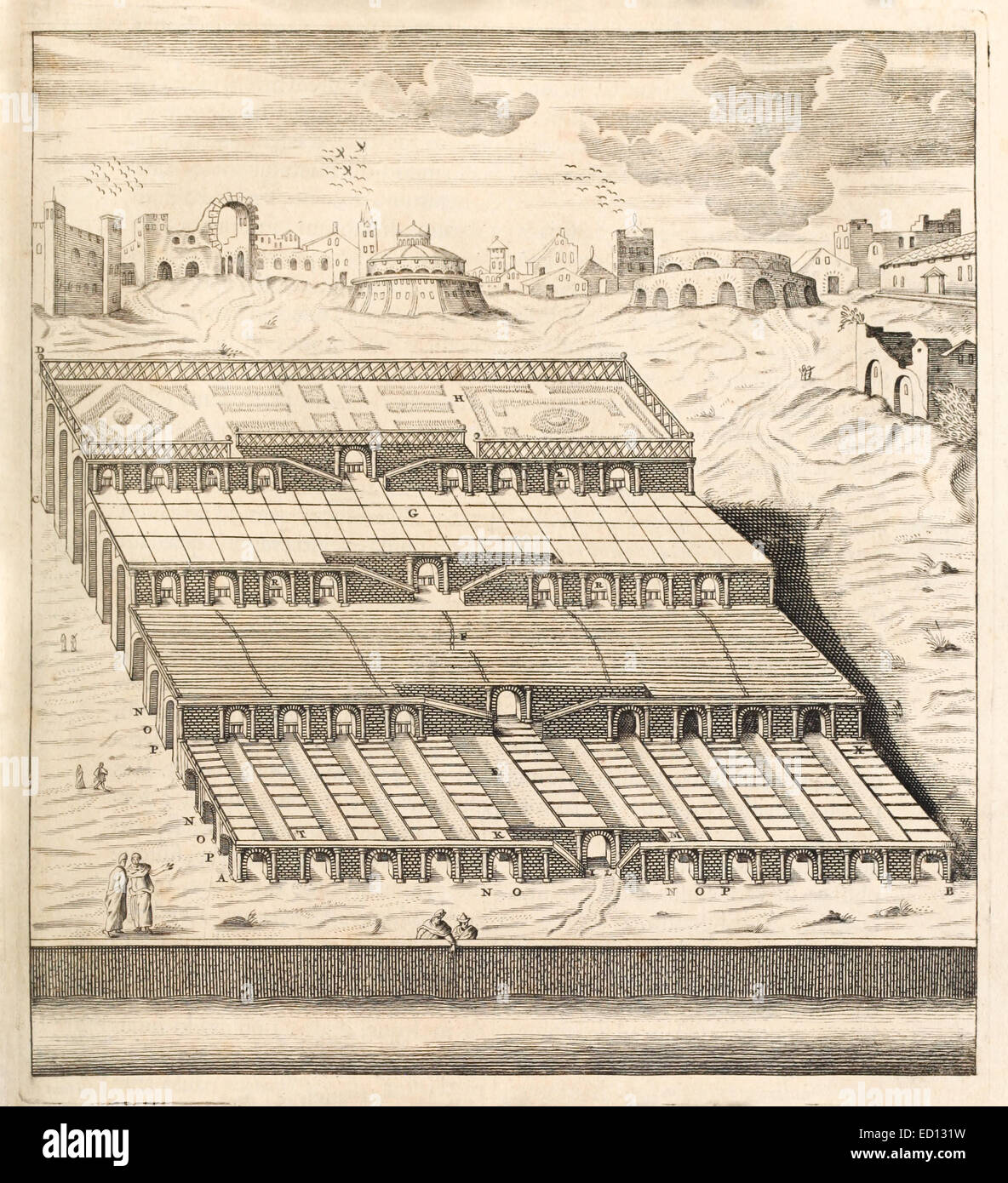 Xvii secolo illustrazione di Semiramis sulle sponde dell'Eufrate. Vedere la descrizione per maggiori informazioni. Foto Stock