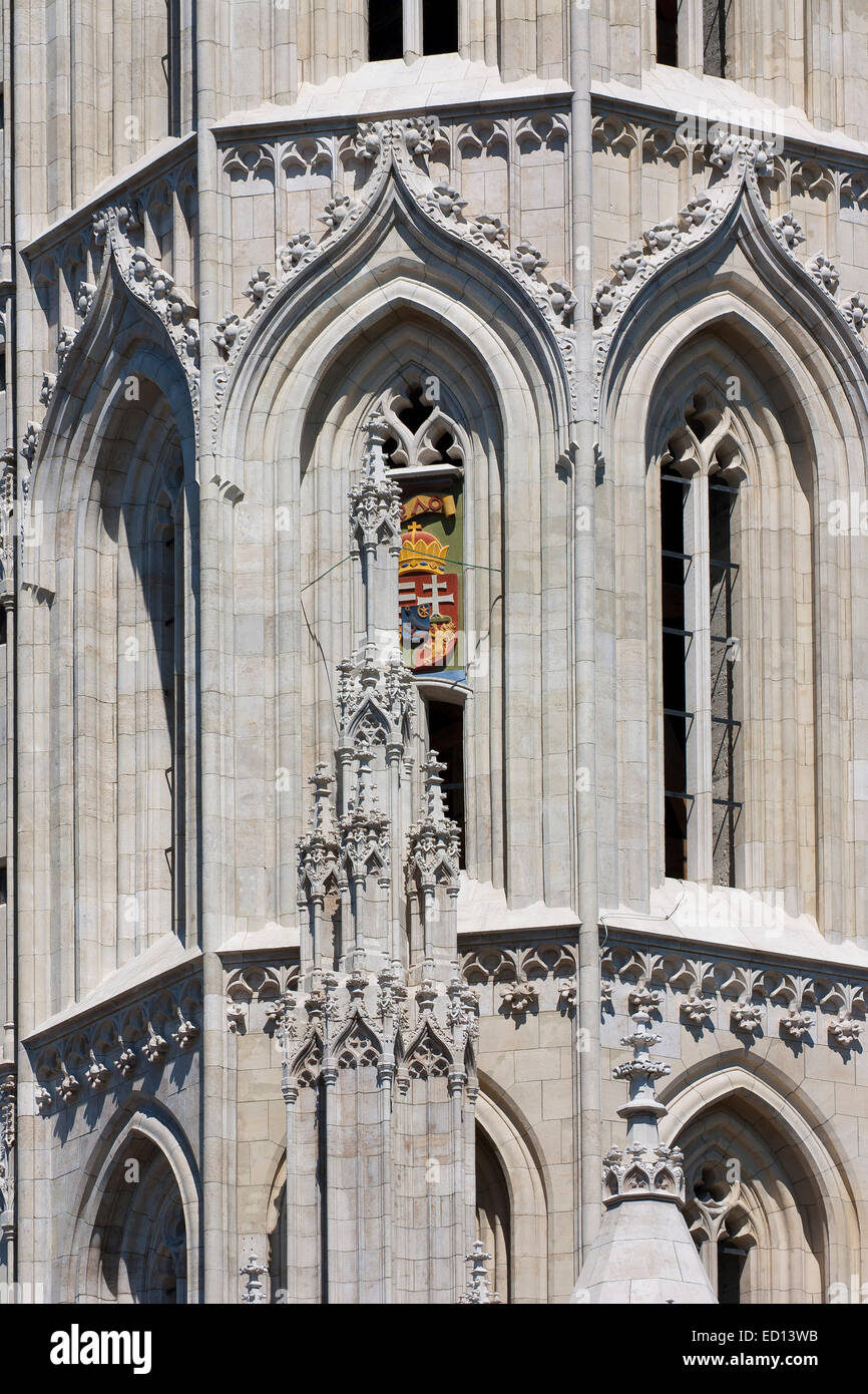 Dettagli della Santa Chiesa di Mathias, Budapest Foto Stock