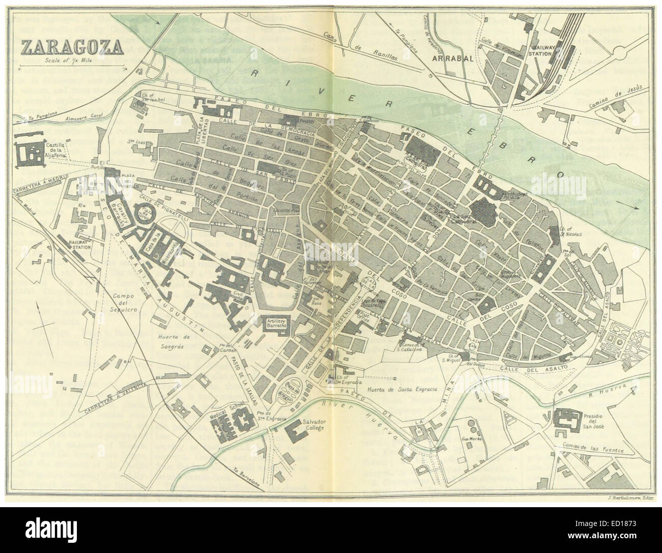 Pagina 670 della pubblicazione o'Sheas' 1895 presenta Saragozza, una città in Spagna. L'immagine raffigura probabilmente una mappa o una vista storica di Saragozza, sottolineando la sua importanza architettonica e culturale durante la fine del XIX secolo. Foto Stock