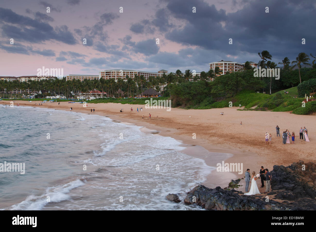 Un matrimonio su Wailea Beach, Maui, Hawaii. Foto Stock
