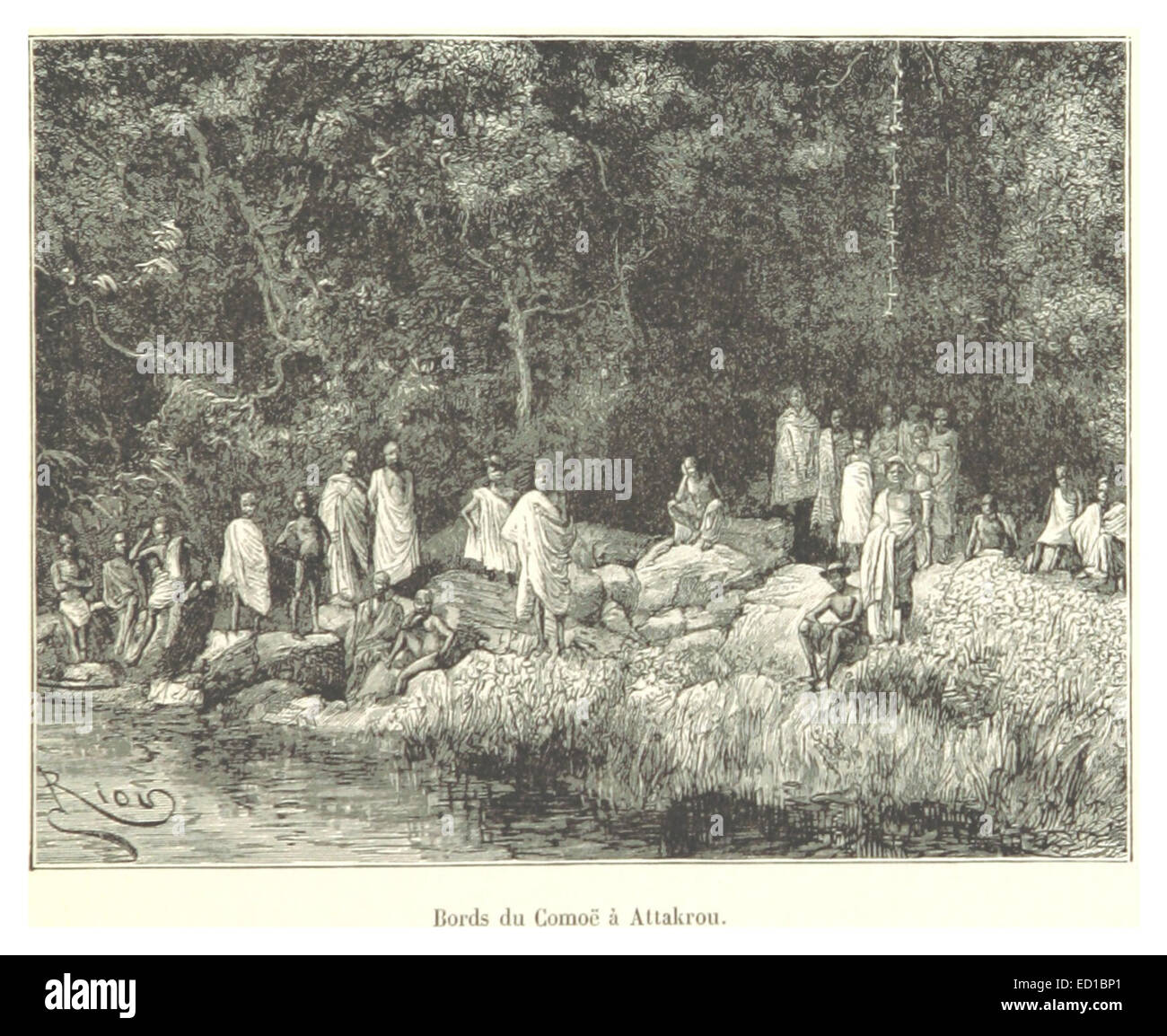 Questa illustrazione del XIX secolo mostra una scena dalle rive del lago di Como ad Attakrou, raffigurante il paesaggio locale e le caratteristiche regionali della zona. Foto Stock Questa illustrazione del XIX secolo mostra una scena dalle rive del lago di Como ad Attakrou, raffigurante il paesaggio locale e le caratteristiche regionali della zona. Foto Stock