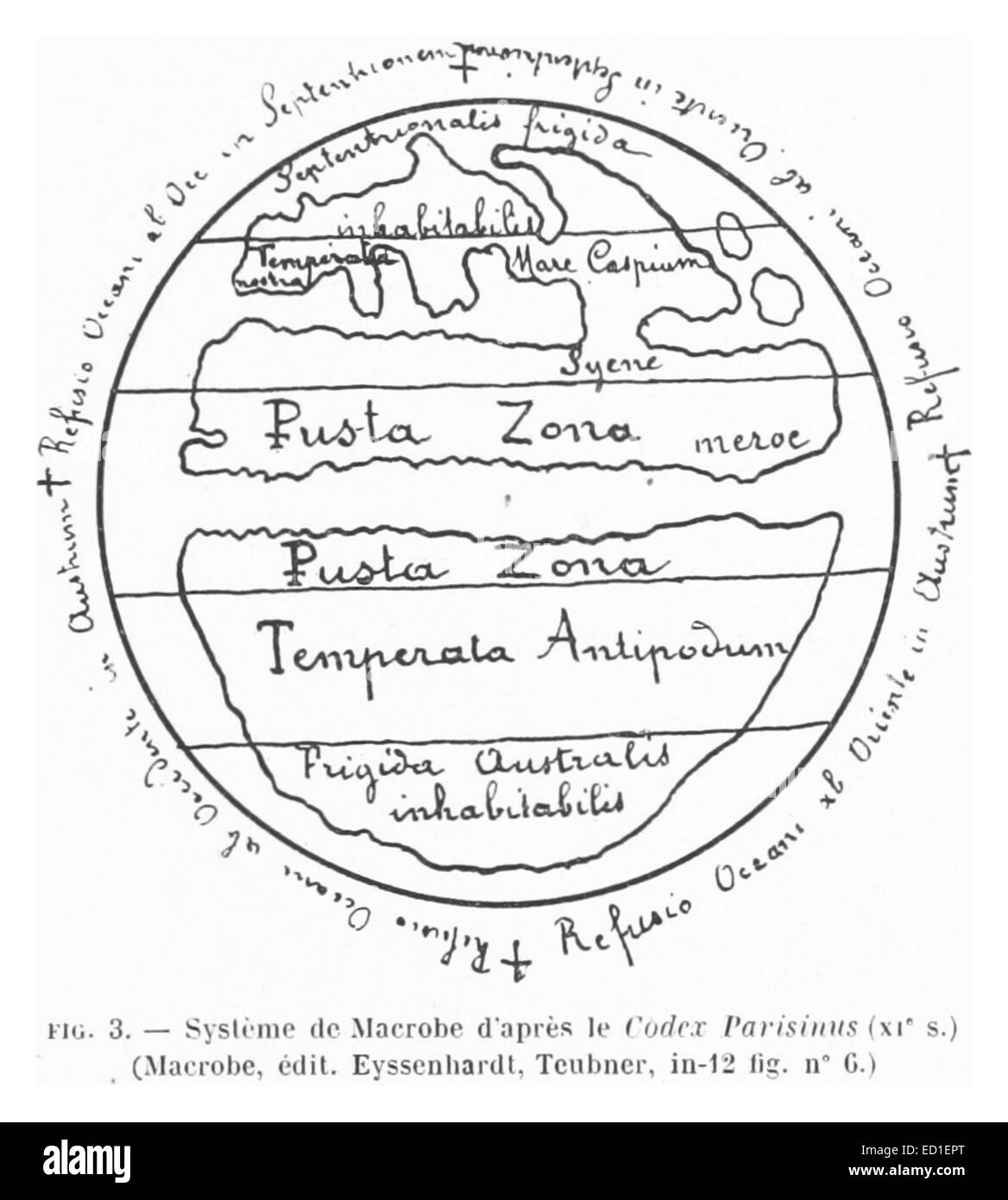 RAINAUD(1893) Fig. 4. Système de Macrobe d'après l'édit. du Commentaire du Songe de Scipione publiéc à Bressanone en 1483 Foto Stock