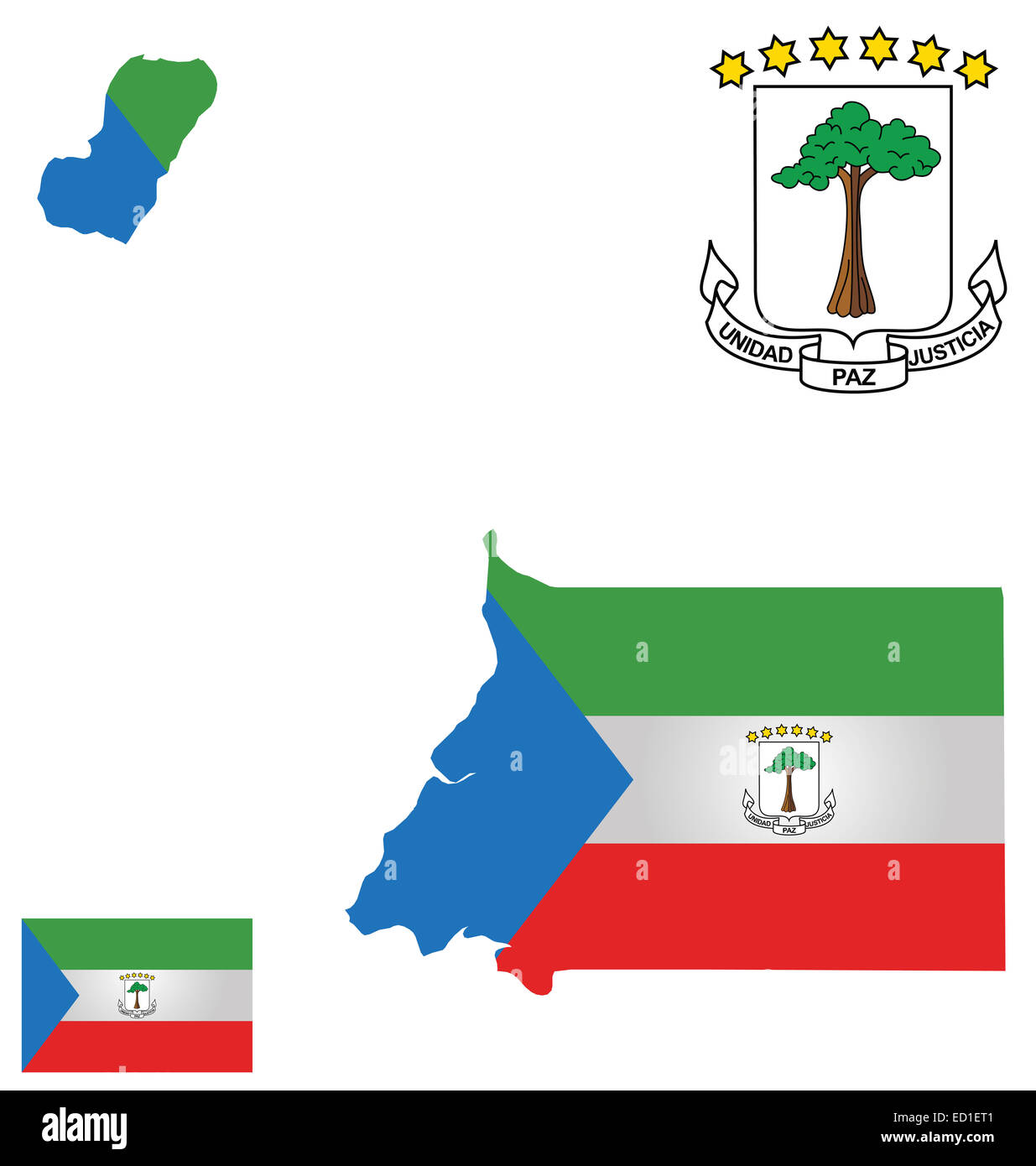 Bandiera e stemma nazionale della Repubblica della Guinea equatoriale