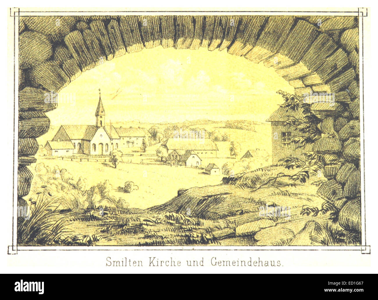 Smilten(1872)PG006 Kirche und Gemeindehaus Foto Stock