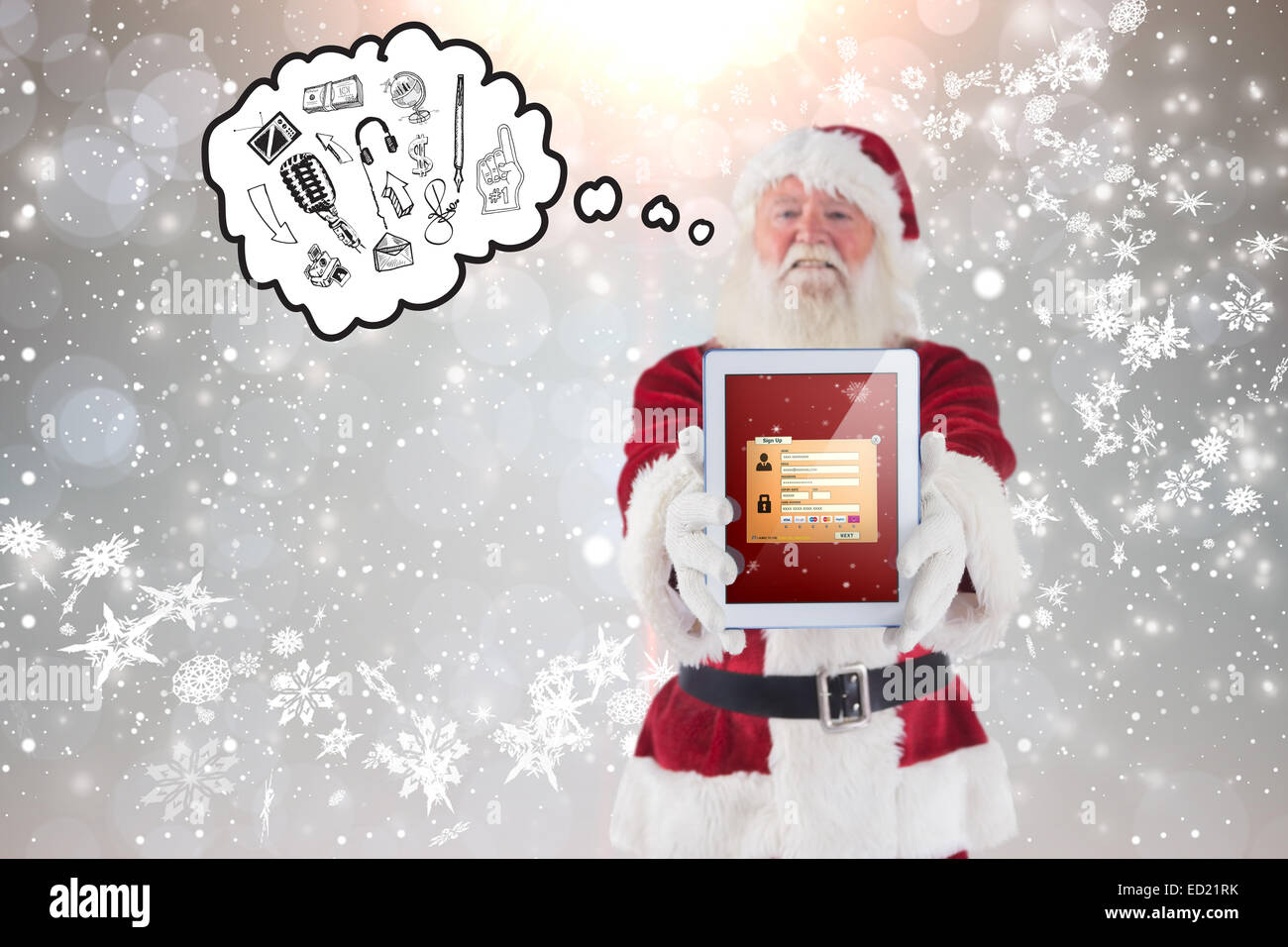 Immagine composita di santa presenta un tablet pc Foto Stock