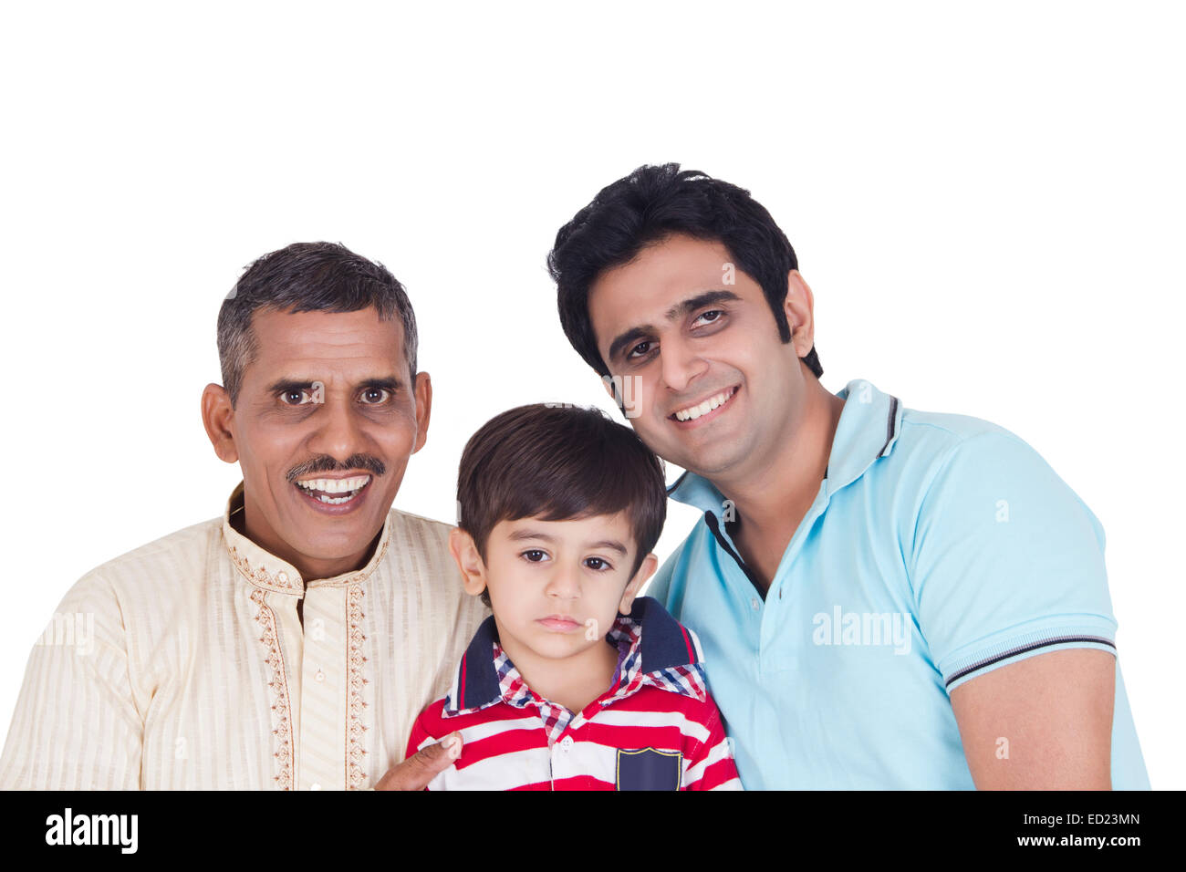 Nonno indiano e figlio cura del bambino Foto Stock