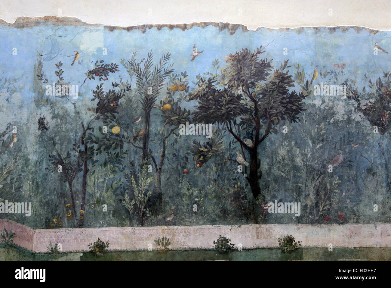 L'Italia. Roma. Villa di Livia. Dipinto di giardino, rimosso dal triclinio (sala da pranzo). 20-30BC. Foto Stock