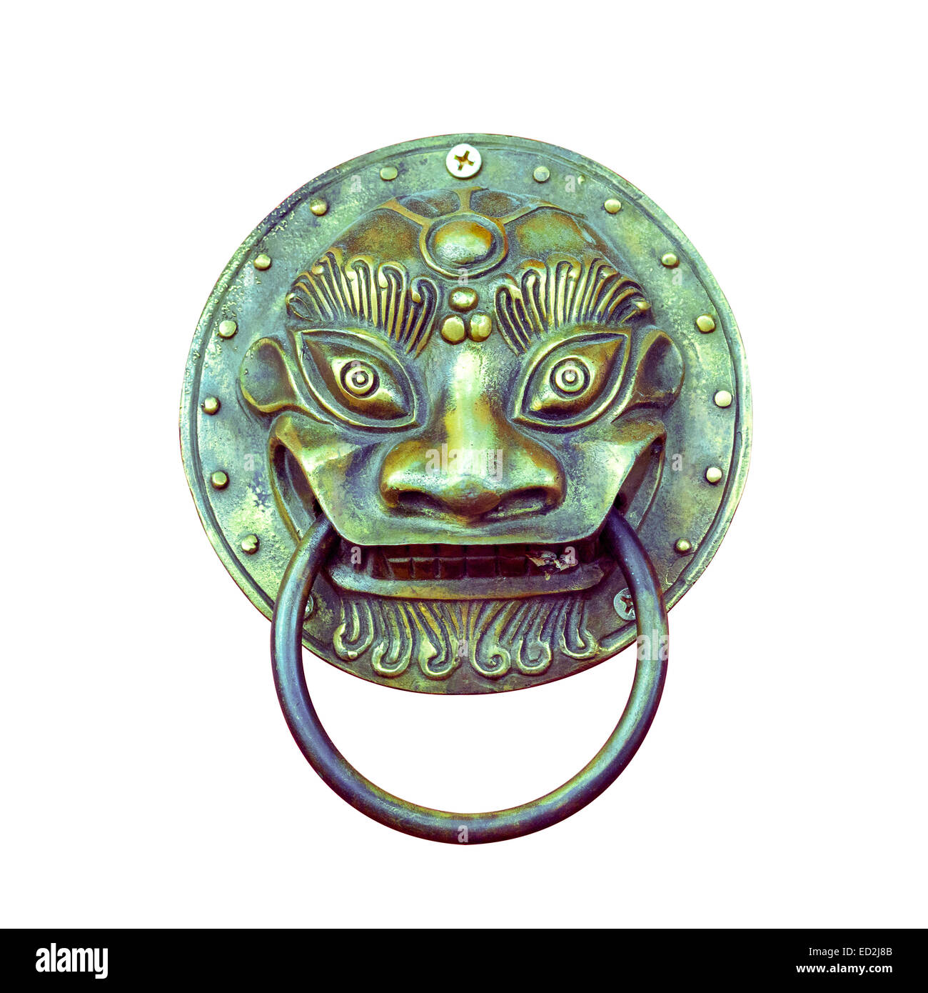 Cinese tradizionale respingente porta isolata su uno sfondo bianco.percorso ritagliato incluso. Foto Stock