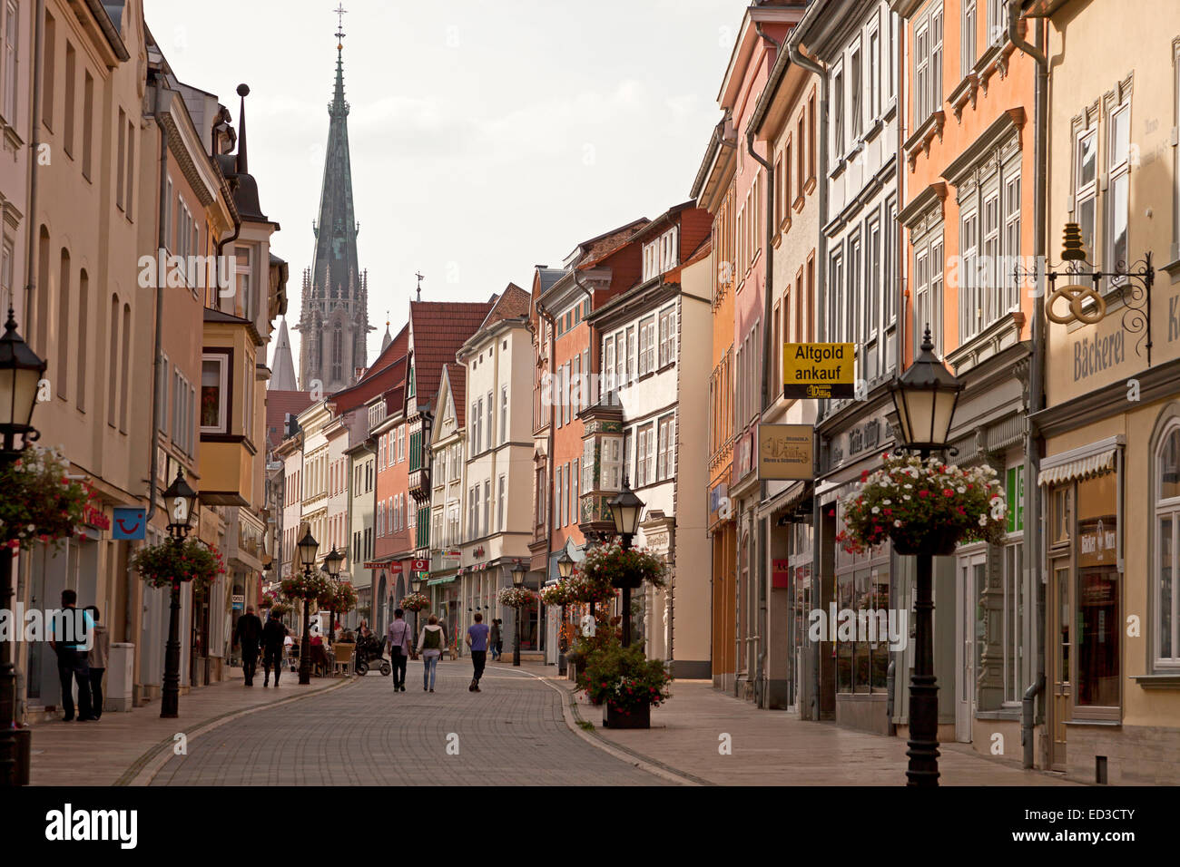 Zona pedonale di Mühlhausen, Unstrut-Hainich distretto, Turingia, Germania Foto Stock
