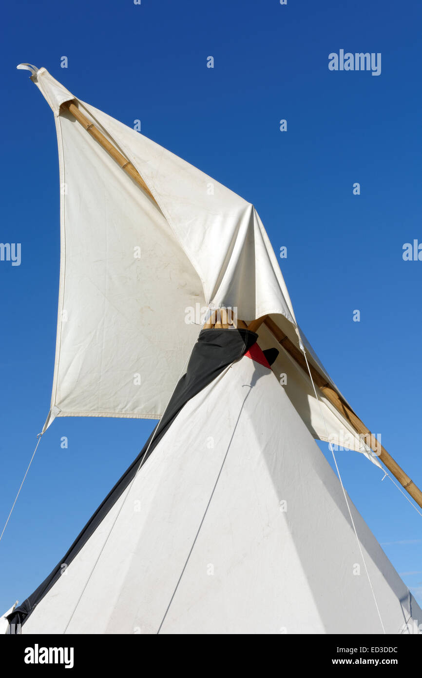 Tepee Glamping WOMAD, Charlton Park di Malmesbury, Wiltshire, Inghilterra Foto Stock