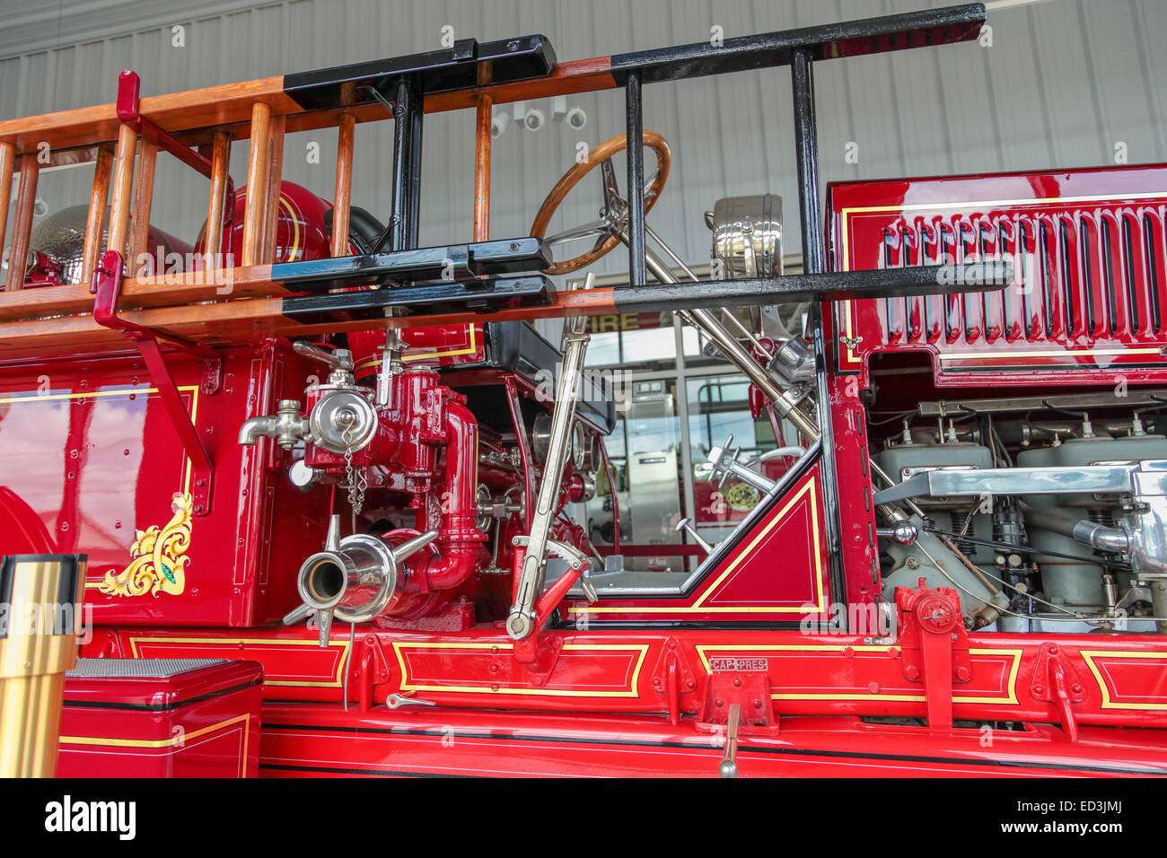 Il Metropolis Illinois, casa di Superman, antichi fire carrello F D n. 2 nella casa di fuoco Foto Stock