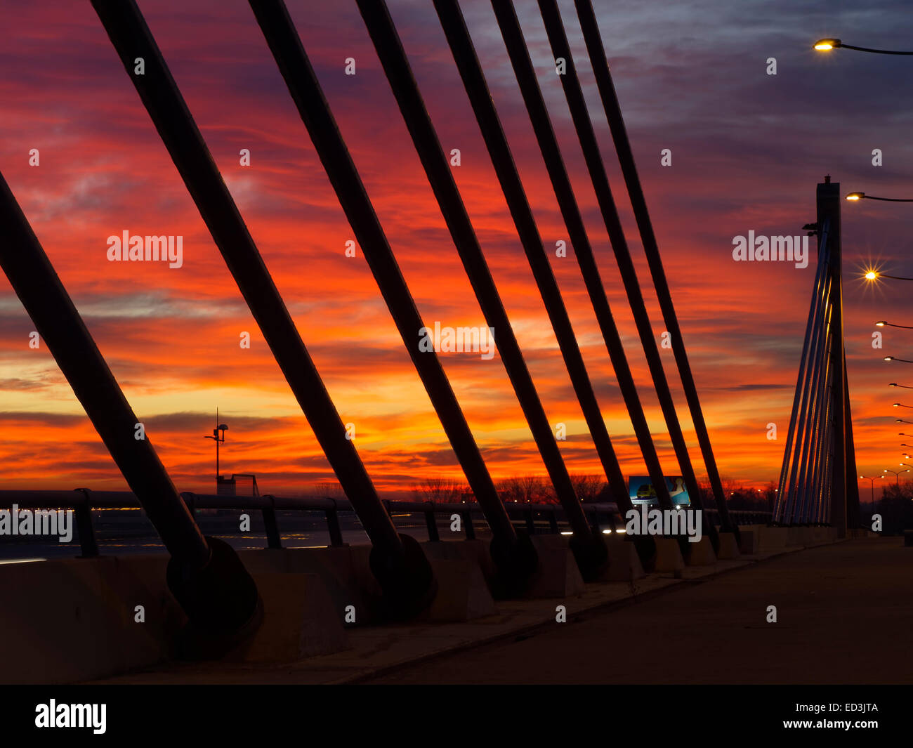 Ponte di patria, Zagabria, Croazia, durante il sunrise Foto Stock