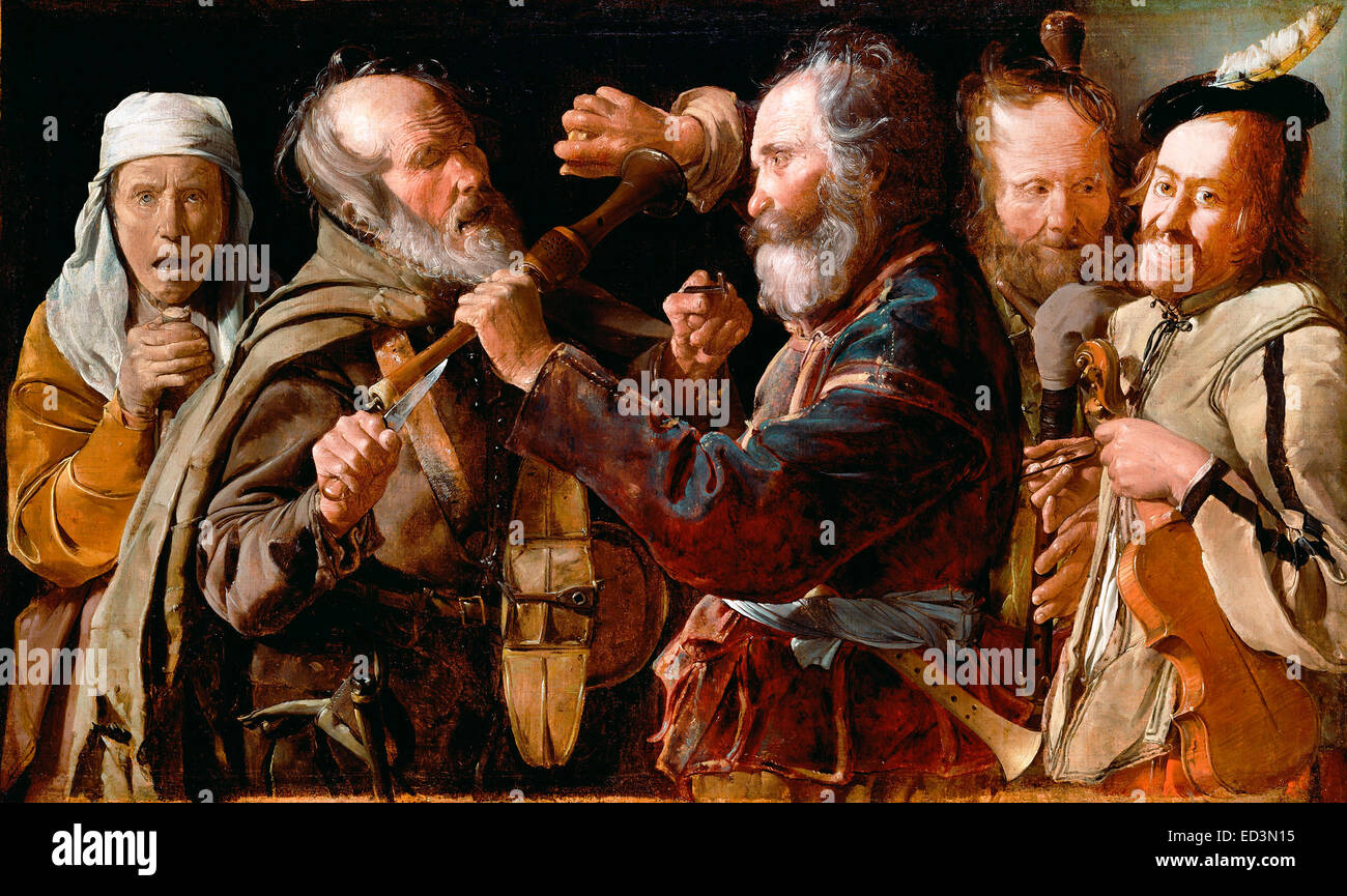 Georges de La Tour, i musicisti' Brawl 1625-1630 Olio su tela. Il J. Paul Getty Museum, STATI UNITI D'AMERICA. Foto Stock