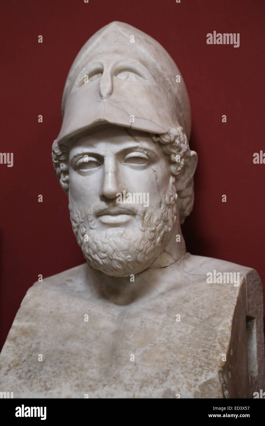 Pericle (495-495 a.C.). Statista greco, oratore e generale di Atene durante l Età D Oro. Busto. Il marmo. Copia romana. Vaticano. Foto Stock