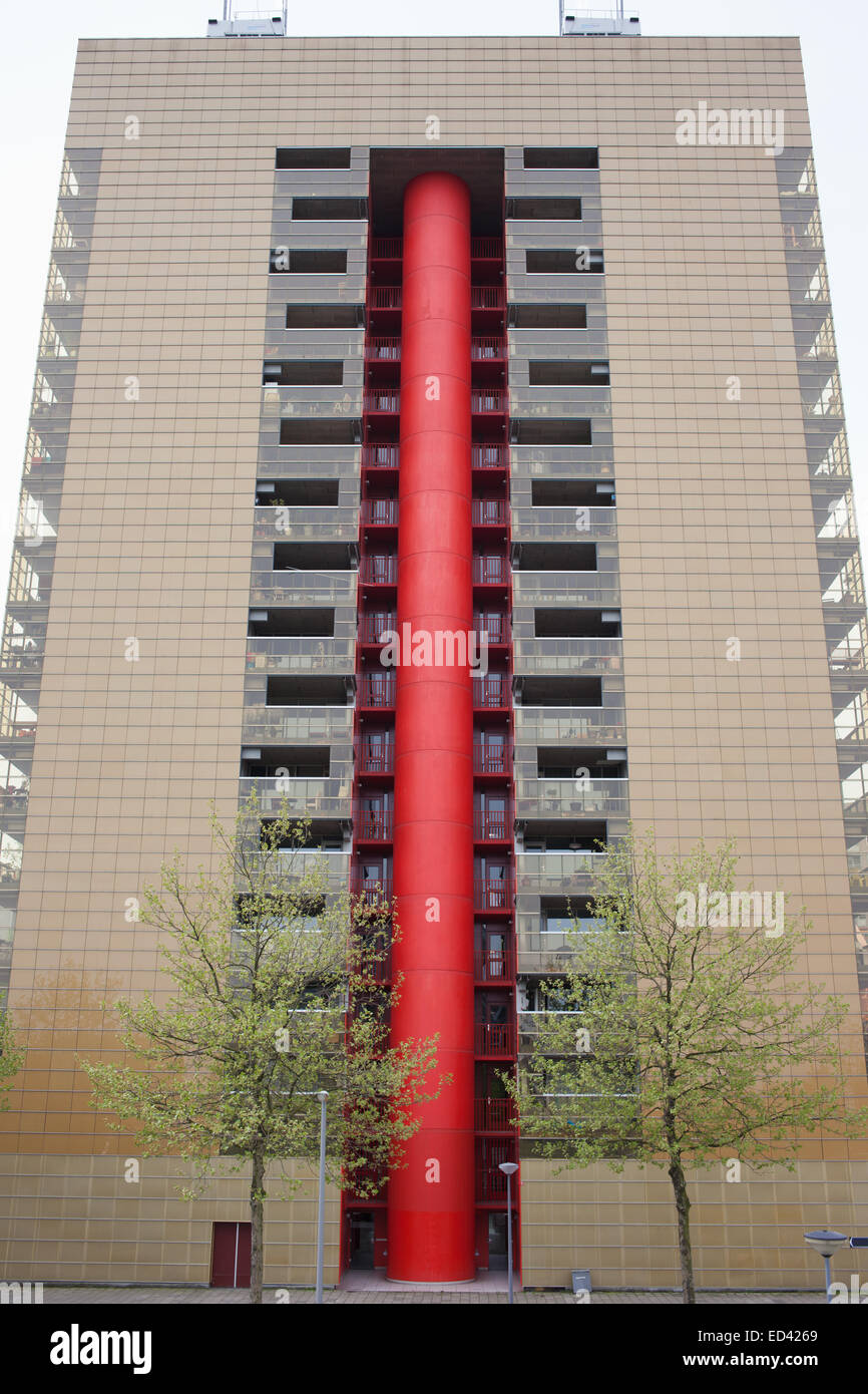 Moderno e Contemporaneo appartamento torre, Architettura residenziale a Rotterdam, Olanda, Paesi Bassi. Foto Stock