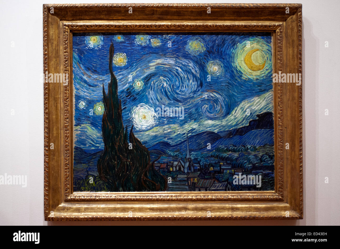 "Rimani Notte' di Van Gogh presso il Museo di Arte Moderna (MOMA) . Notte stellata è un olio su tela da parte dell'Olandese post Foto Stock