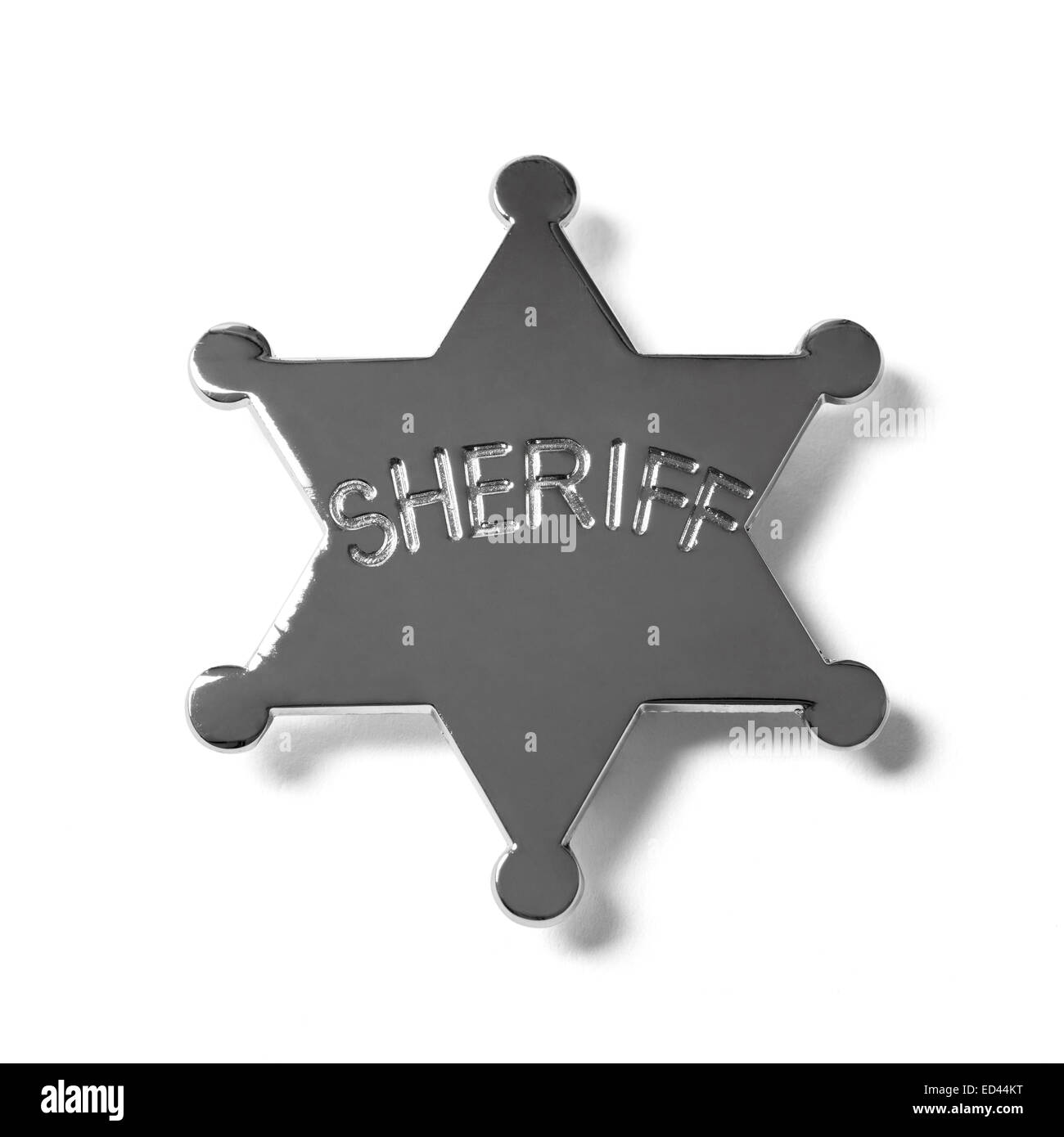 Sheriff badge a stella con percorso di lavoro isolato su bianco Foto Stock