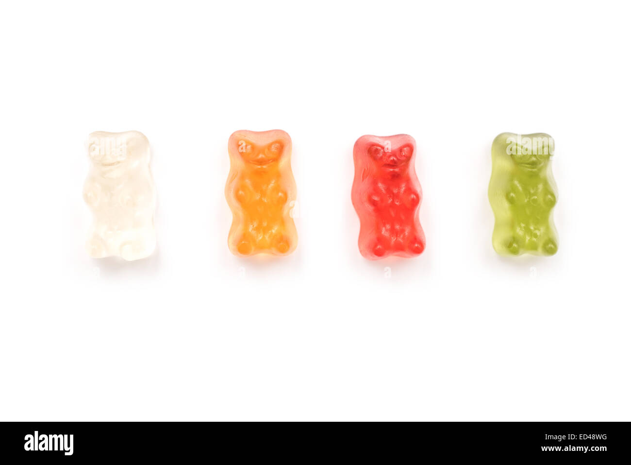 Jelly Gummy Bears isolato su bianco Foto Stock