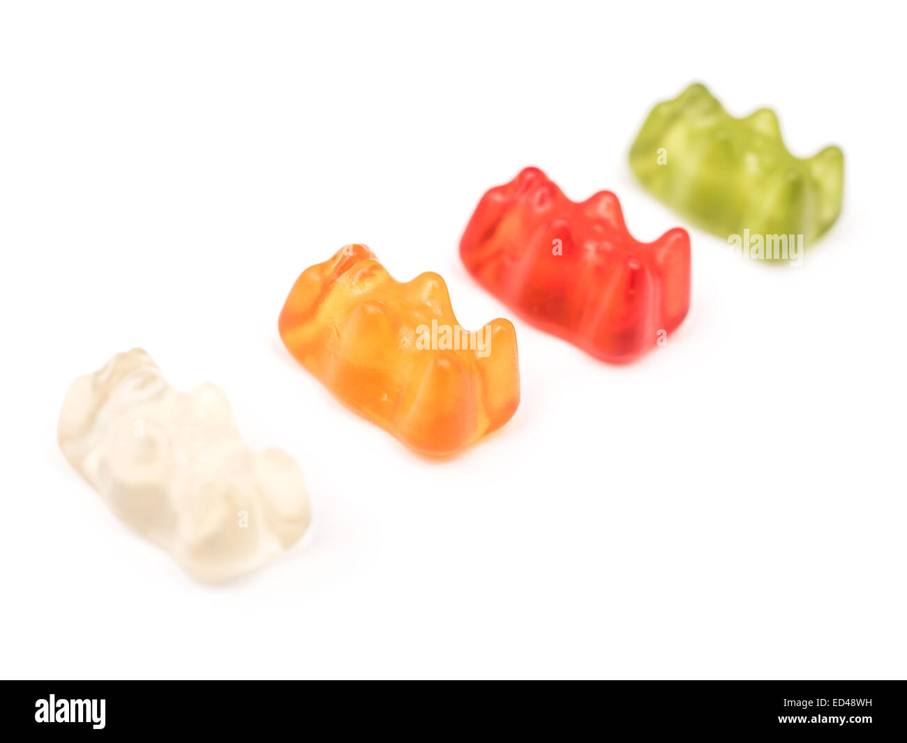 Jelly Gummy Bears isolato su bianco Foto Stock