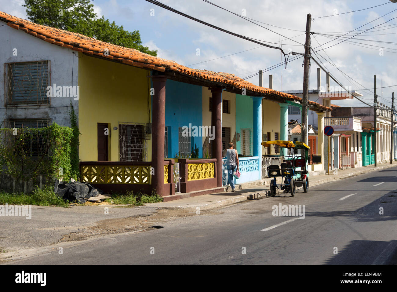 Fila di case in Cuba Foto Stock