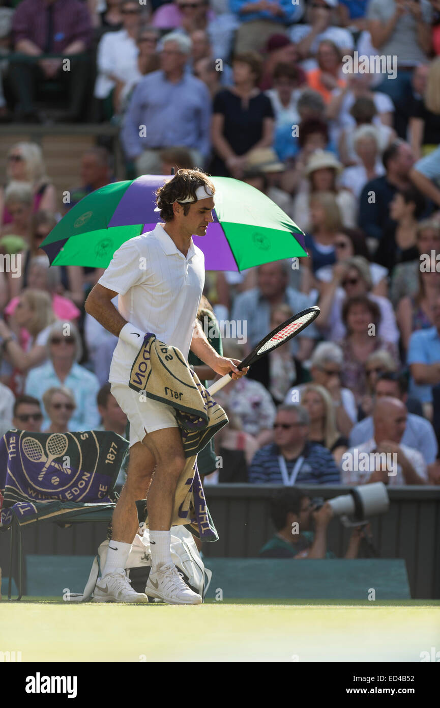 06.07.2014. Il torneo di Wimbledon Tennis Championships 2014 tenutosi presso il All England Lawn Tennis e Croquet Club di Londra, Inghilterra, Regno Unito. Foto Stock